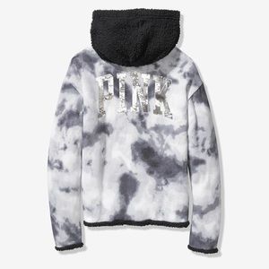 🎊Last ☝️ 🎊PINK VS reversible bling tie dye sherpa jacket NIP